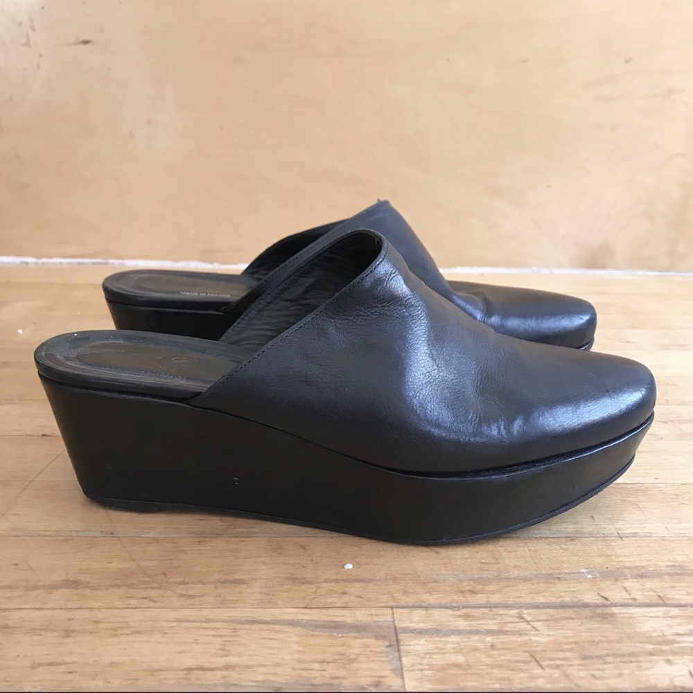 Robert Clergerie Vtg Black Platform Mules Sz 9.5